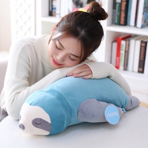 65-100cm Blue Gray Simulation Sloth Pillow Toy Plush - Image 3