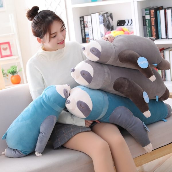 65-100cm Blue Gray Simulation Sloth Pillow Toy Plush - Image 5