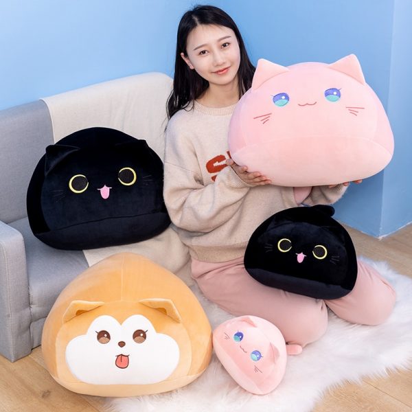 20-40cm Black Pink Cat Yellow Shiba Inu Round Animal Plush - Image 2