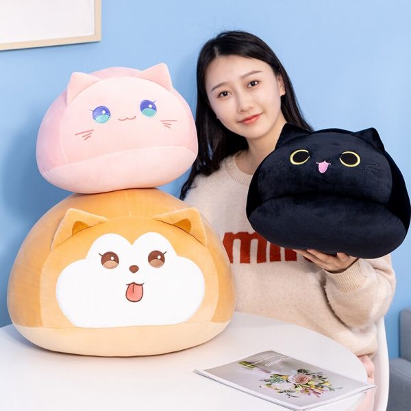 20-40cm Black Pink Cat Yellow Shiba Inu Round Animal Plush