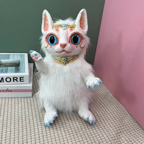 25cm Black White Blue Egyptian Pharaoh Cat Sitting Posture Oriental God Plush - Image 4