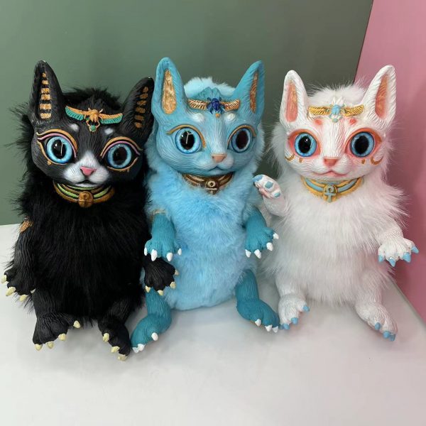 25cm Black White Blue Egyptian Pharaoh Cat Sitting Posture Oriental God Plush