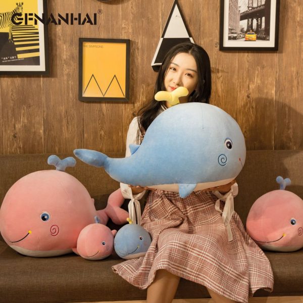 25cm Pink Blue Whale Cute Big Head Animal Plush - Image 4
