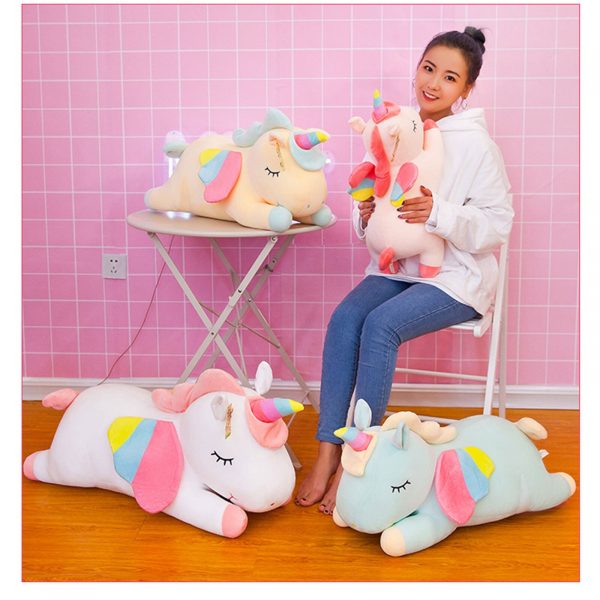 30CM Colorful Unicorn Lying Sleeping Stuffed Animal Plush - Image 3