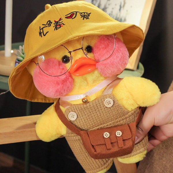 30cm Yellow Duck Wear Glasses And Clothes Doll Plush
