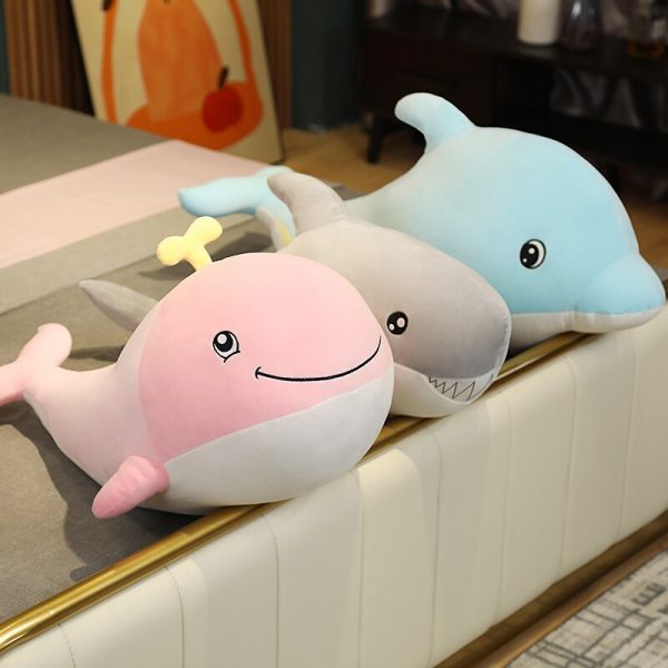 30cm Pink Blue Gray Whale Dolphin Shark Cute Marine Animal Plush - Image 2