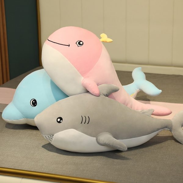 30cm Pink Blue Gray Whale Dolphin Shark Cute Marine Animal Plush