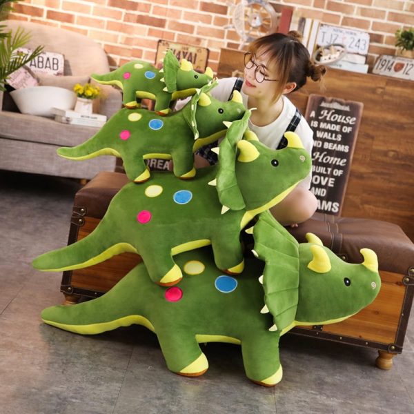 40-100cm Green Red Blue Triceratops Dinosaur Standing Doll Plush - Image 6