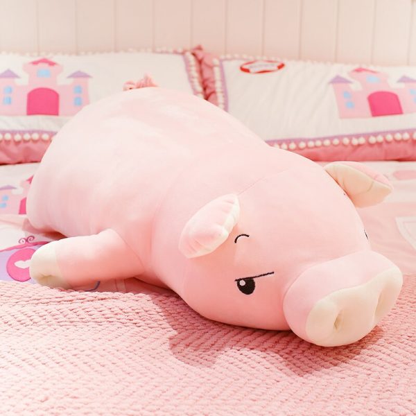 40-75cm Pink Squishy Pig Lying Eyes Open Close Animal Toy Plush - Image 5