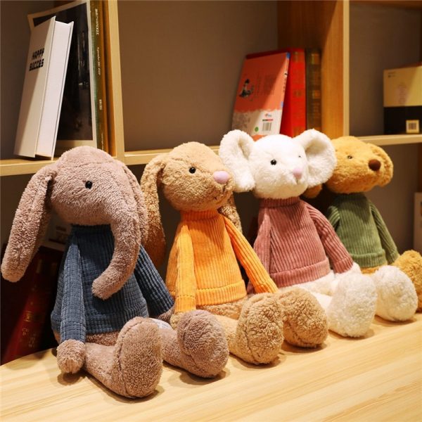 55cm Brown White Dog Mouse Rabbit Elephant Long Leg Animal Wearing Clothes Plush