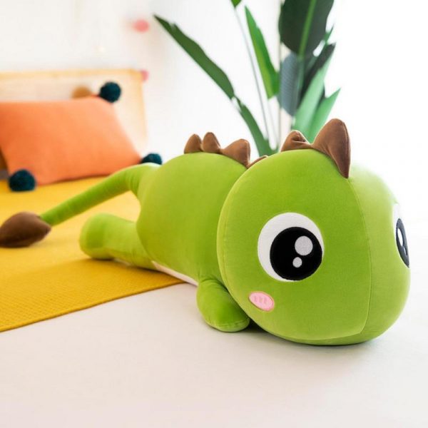 80-100cm Pink and Green Dinosaur Weighted Stuffed Animals Doll Plush - Image 2