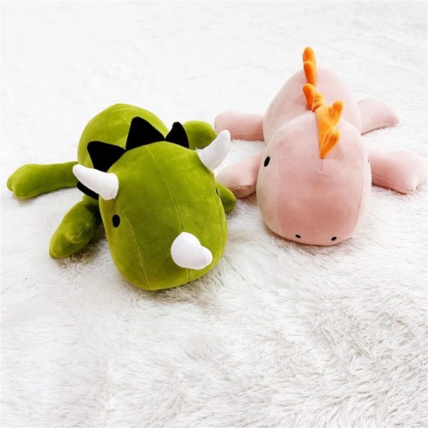 25cm Green Pink Dinosaur Sleep Pillow Plush - Image 3