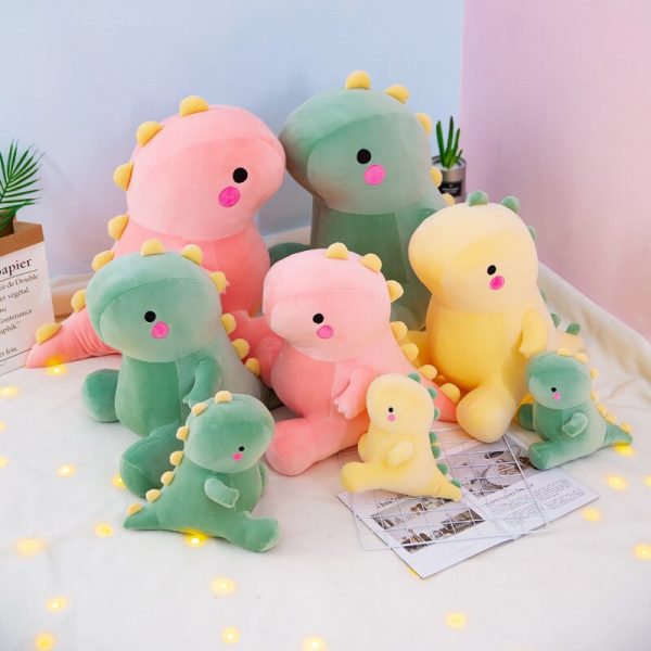 22-60cm Pink Green Yellow Dinosaur Sitting Cute Stuffed Animal Plush - Image 5