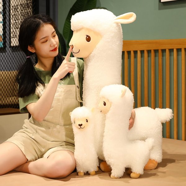 30-82cm White Brown Llama Alpaca Standing Log Neck Alpaca Toy Plush - Image 2