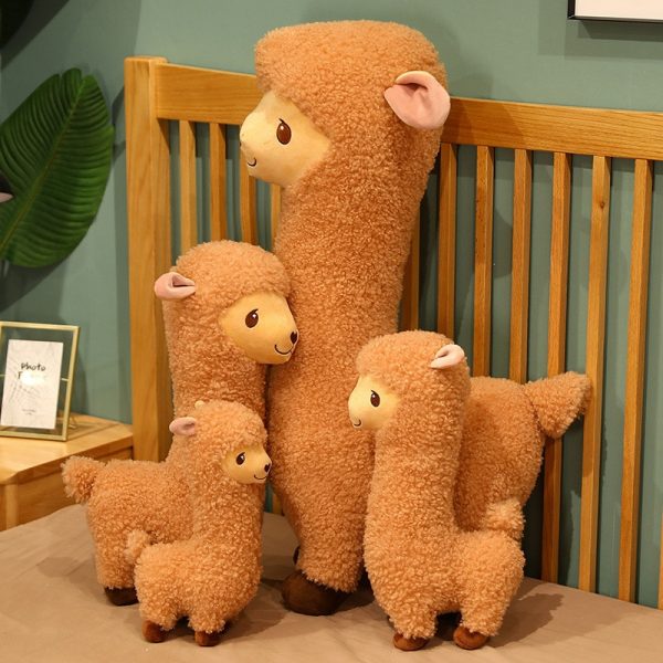 30-82cm White Brown Llama Alpaca Standing Log Neck Alpaca Toy Plush - Image 3