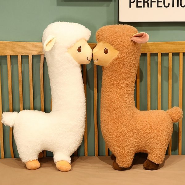 30-82cm White Brown Llama Alpaca Standing Log Neck Alpaca Toy Plush - Image 4