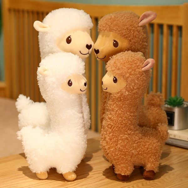 30-82cm White Brown Llama Alpaca Standing Log Neck Alpaca Toy Plush - Image 5