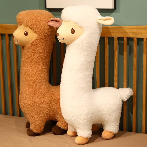 30-82cm White Brown Llama Alpaca Standing Log Neck Alpaca Toy Plush