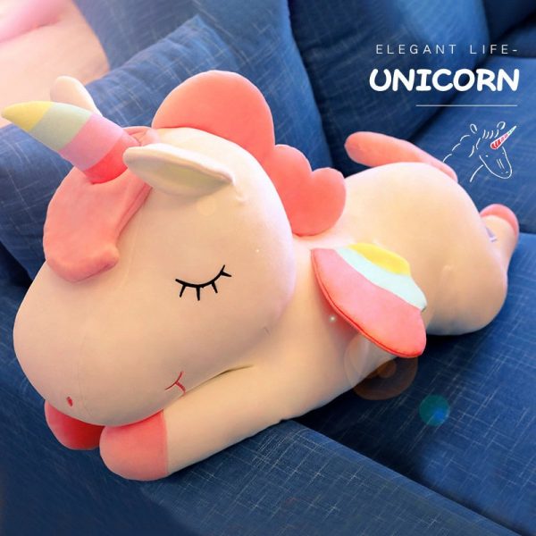30-120cm Pink White Yellow Unicorn Sleeping Pillow Toy Plush - Image 2