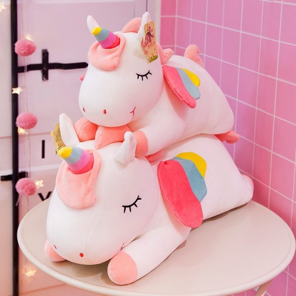 30-120cm Pink White Yellow Unicorn Sleeping Pillow Toy Plush - Image 4