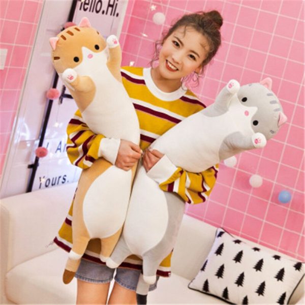 50-110cm Gray Yellow Cat Giant Office Nap Sleeping Pillow Cushion Plush - Image 3