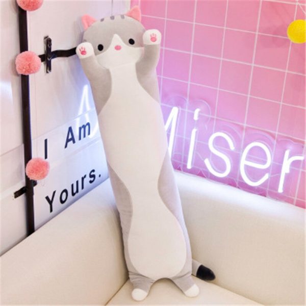 50-110cm Gray Yellow Cat Giant Office Nap Sleeping Pillow Cushion Plush - Image 4