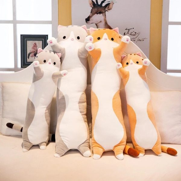 50-110cm Gray Yellow Cat Giant Office Nap Sleeping Pillow Cushion Plush - Image 5
