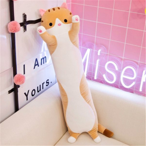 50-110cm Gray Yellow Cat Giant Office Nap Sleeping Pillow Cushion Plush - Image 6