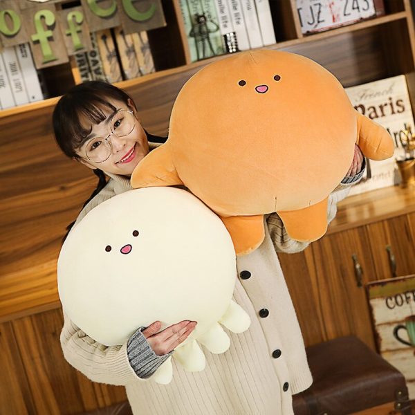 30-40cm White and Brown Octopus Big Face Pendant Toy Plush - Image 3