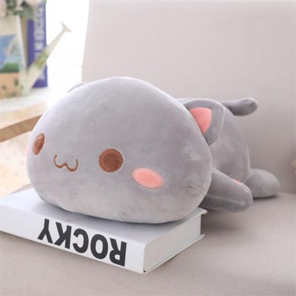 35-65cm Gray White Cat Lying Eyes Closed/Open Cat Stuffed Toy Plush - Image 4