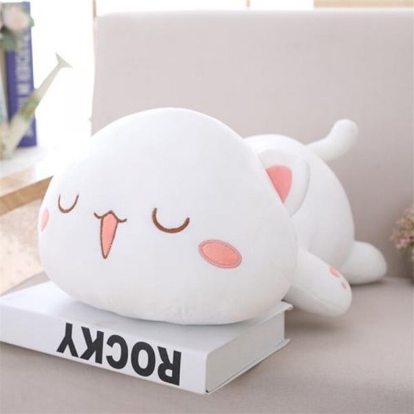35-65cm Gray White Cat Lying Eyes Closed/Open Cat Stuffed Toy Plush - Image 5