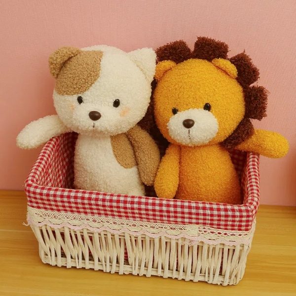 23-35cm White Blue Pink Animals Monkey Elephant Cat Lion Baby Dolls Plush - Image 3