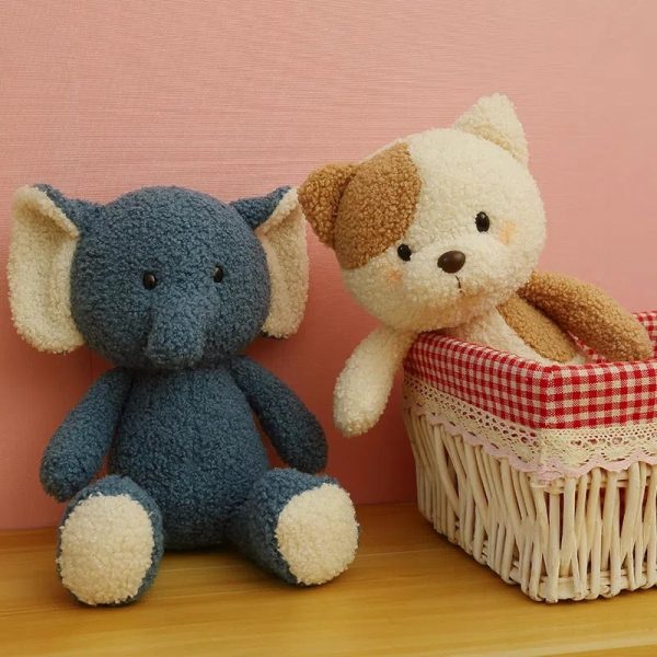 23-35cm White Blue Pink Animals Monkey Elephant Cat Lion Baby Dolls Plush - Image 5