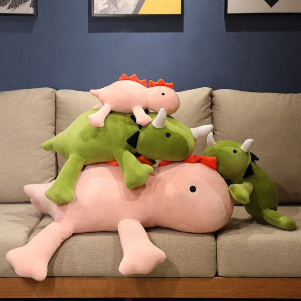 25cm Pink and Green Dinosaur Cute Sleep Pillow Plush - Image 2