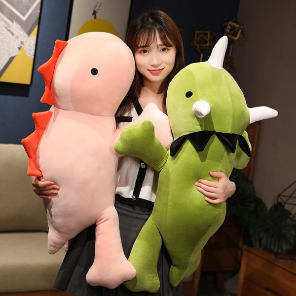 25cm Pink and Green Dinosaur Cute Sleep Pillow Plush - Image 3