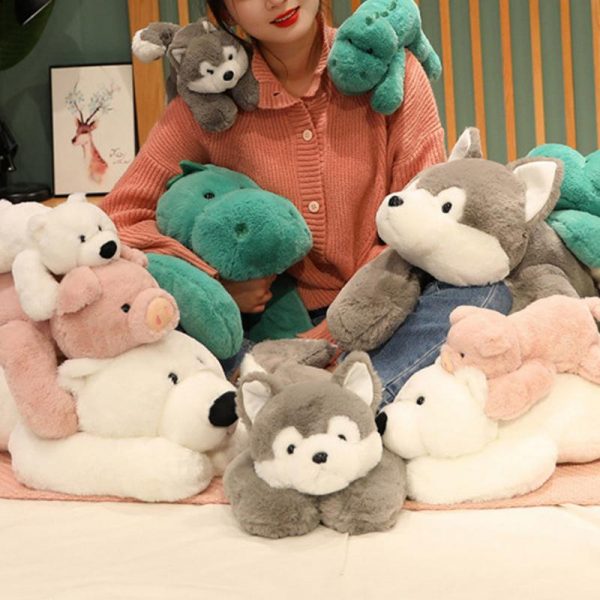 30 cm Pink Blue Gray Polar Bear Dinosaur Pig Husky Weighted Stuffed Animal Plush - Image 2